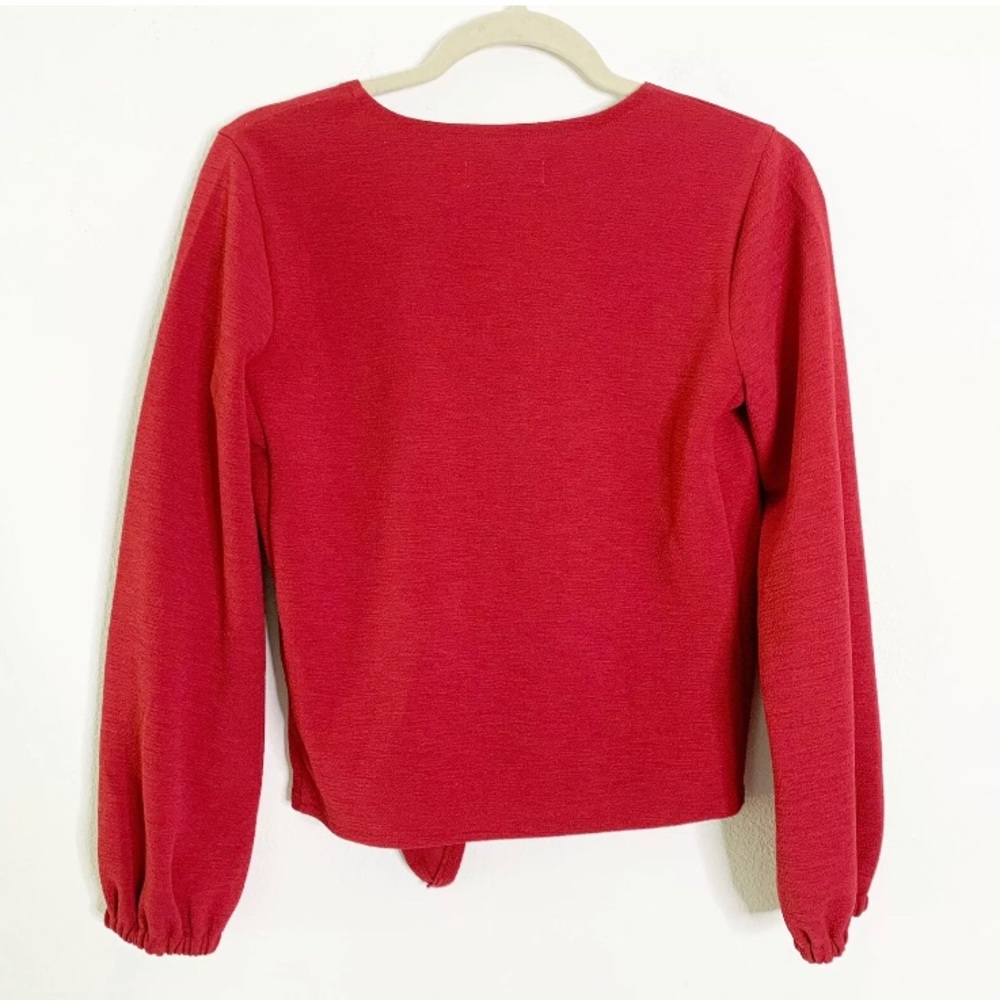Madewell Texture & Thread Red Crepe Wrap Top - Picture 5 of 14